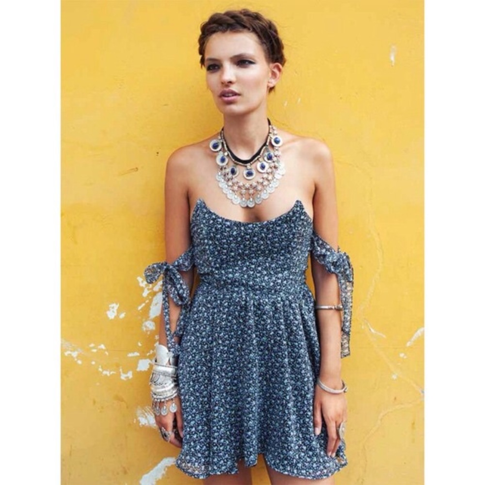 For Love & Lemons Navy Blue Floral Mini Dress